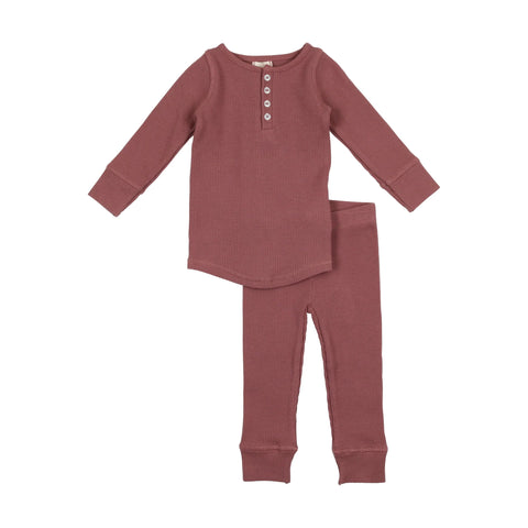 Lil Legs Deep Mauve Waffle PJ Set