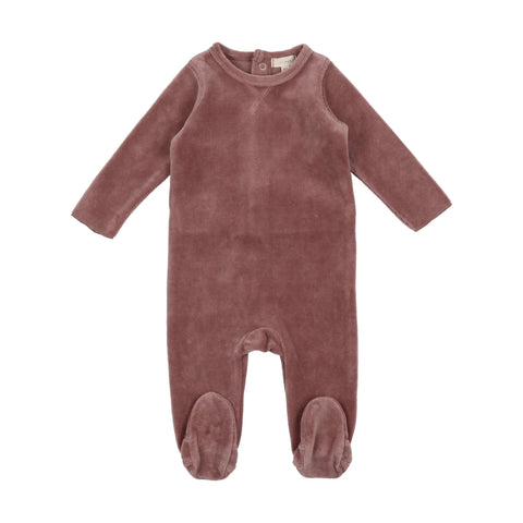 Lil Legs Berry Velour Footie