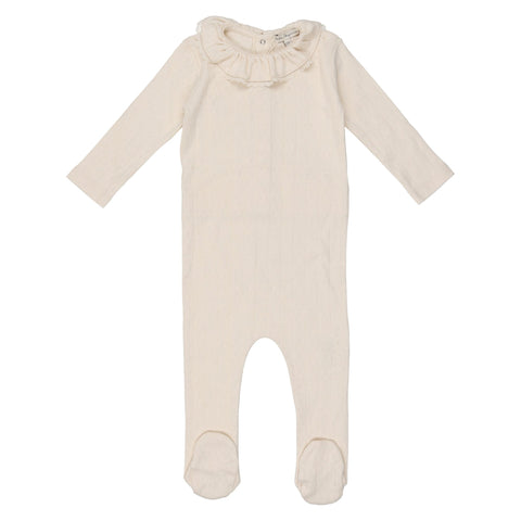 Bebe Organic Natural Lace Collar Footie