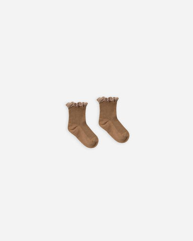 Rylee & Cru Bronze Lace Trim Socks