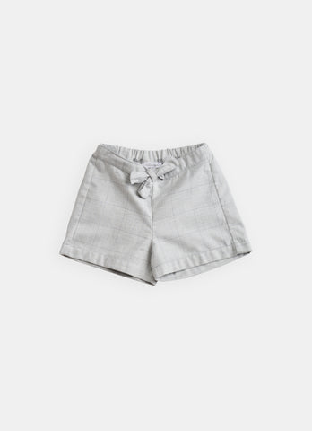 Belle Enfant Pale Grey Check Tie Waist Shorts