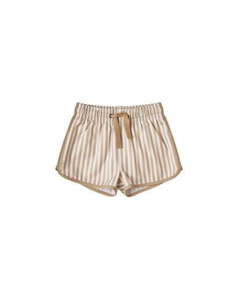 Rylee & Cru Almond Striped Swim Trunk