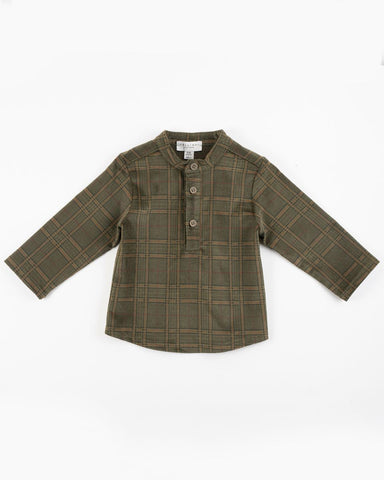 Yell-Oh Military Olive Khaki Plaid Tunic