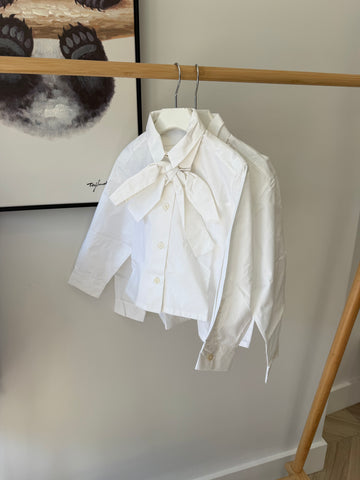 Tangerine White Tie Neck Shirt