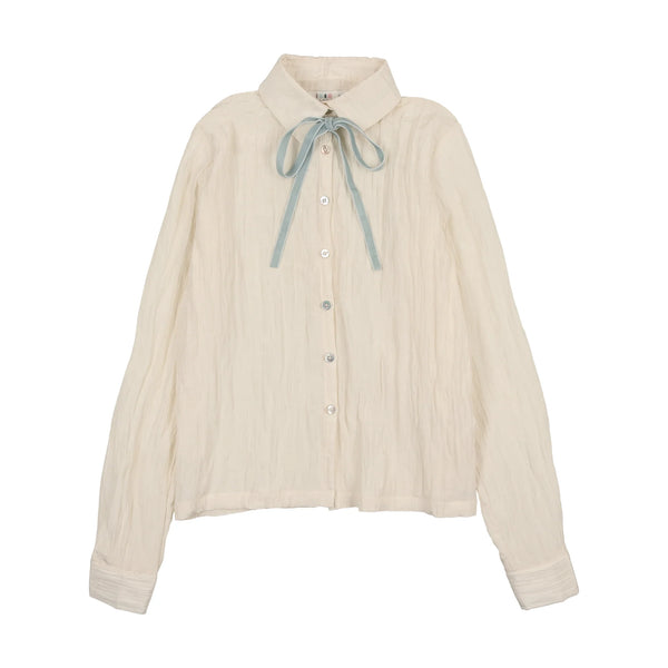 Coco Blanc White With Slate Tie Blouse