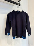 Manuell Frank Navy with Royal & Panna Trim Crewneck Knit Sweater