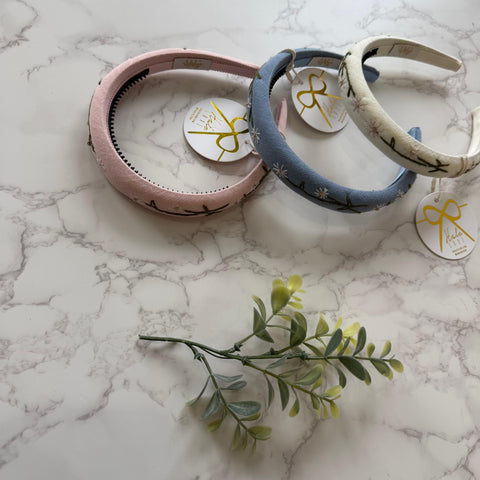 Halo Luxe Light Blue Felicity Summer Soiree Floral Embroidered Headband