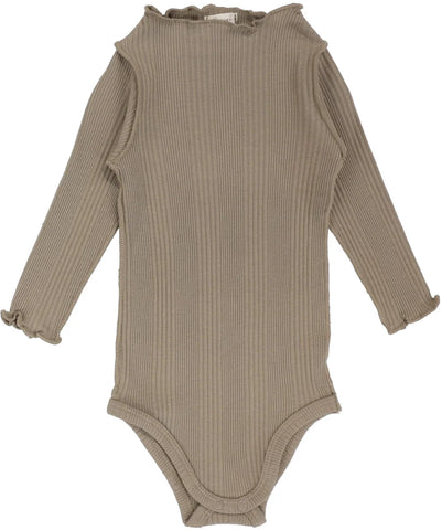 Lil Legs Taupe Ribbed Funnel Neck Onesie