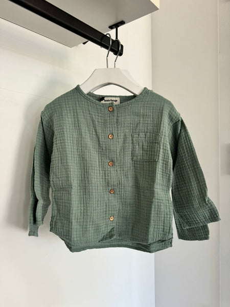 Tocoto Vintage Green Mini Check Pocket Shirt