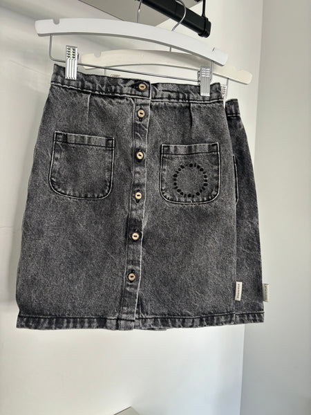 Piupiuchick Washed Black Denim Knee Length Skirt