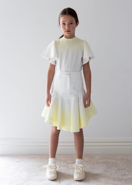 Steph Yellow Tie Dye Flutter Tee