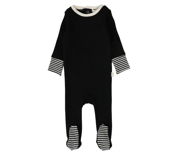 Lil Legs Analogie Black/Cream Striped Cuff Footie