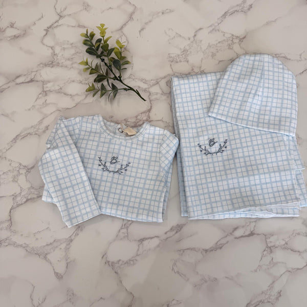 Bonjoy Blue Emblem Dainty Grid Footie Set