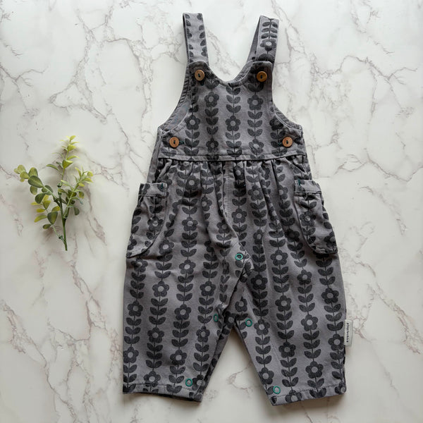 Piupiuchick Grey/Black Flowers Dungarees