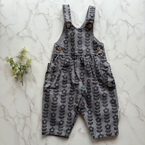 Piupiuchick Grey/Black Flowers Dungarees