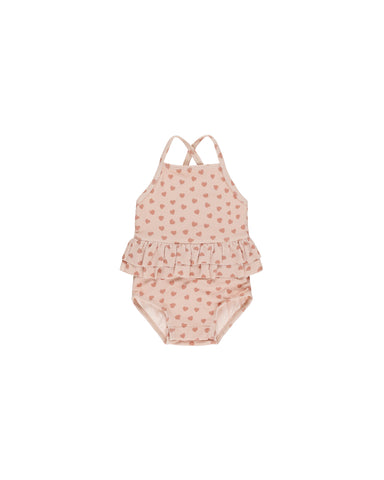 Quincy Mae Bubblegum Hearts Ruffled One-Piece Swimsuit