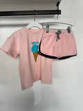 Picnik Pink Oui Ice Cream Tee & Terry Shorts Set