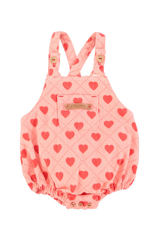 Piupiuchick Pink/Red Hearts All Over Romper