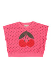 Piupiuchick  Pink Cherry Print Sleeveless Sweatshirt