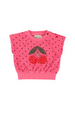 Piupiuchick Baby Pink Cherry Print Sleeveless Sweatshirt