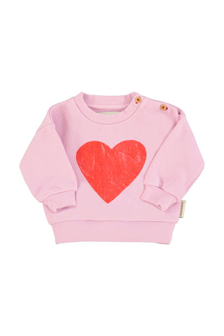 Piupiuchick Baby Lilac Red Heart Sweatshirt