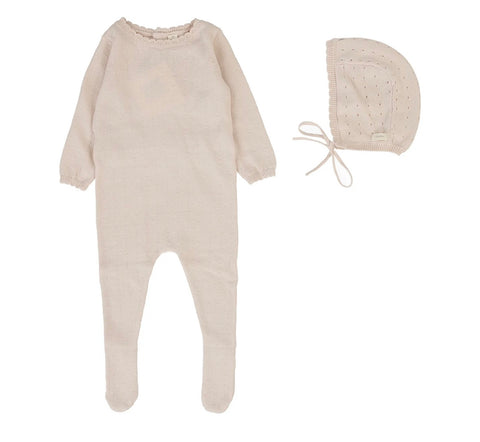 Lilette Petal Dotty Knit Footie Set