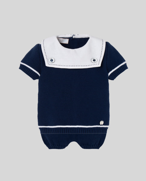 Paz Radriguez Navy/White Knit Sweater Set