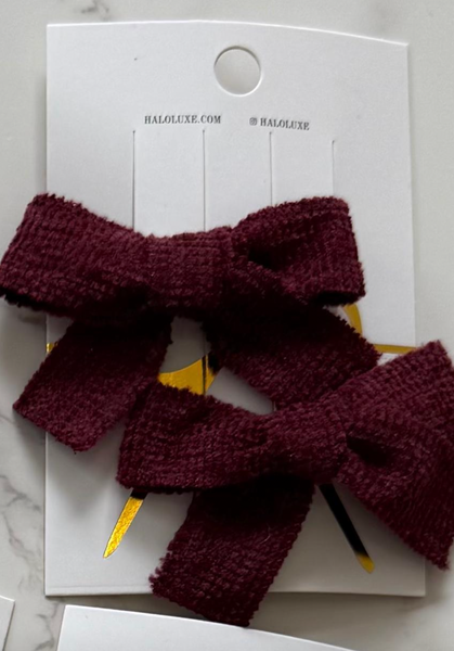 Halo Luxe Wine Abigail Luxe Corduroy Double Clip Set