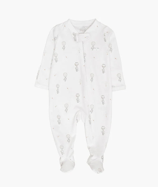 Livly Stockholm White Flying Elephants Zipper Footie