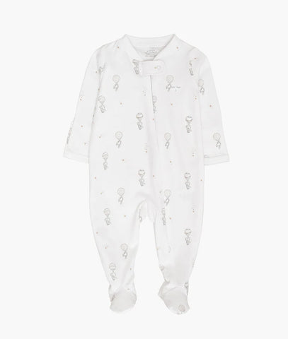 Livly Stockholm White Flying Elephants Zipper Footie