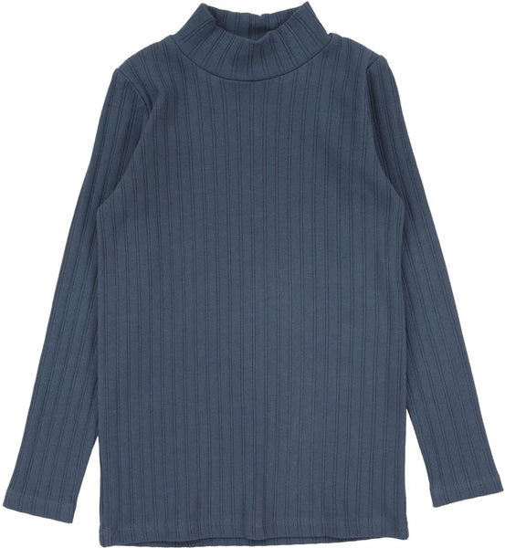 Lil Legs Off Blue Double Rib Mockneck DRMN-OFBL
