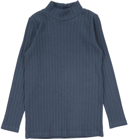 Lil Legs Off Blue Double Rib Mockneck DRMN-OFBL