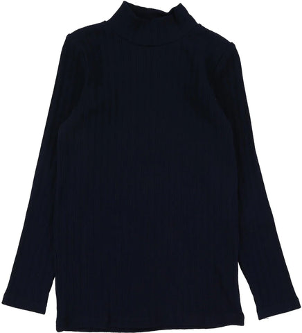 Lil Legs Navy Double Rib Mockneck DRMN-NAVY