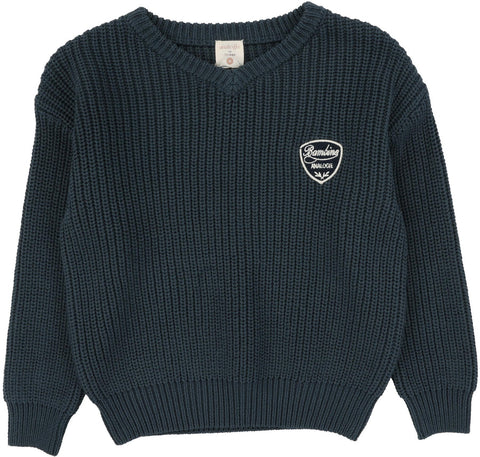Lil Legs Analogie Slate Knit V-Neck Sweater DKVNS-SLT