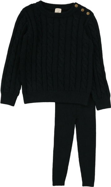 Lil Legs Analogie Hunter Green Cable Knit Set DCKS-HGRN