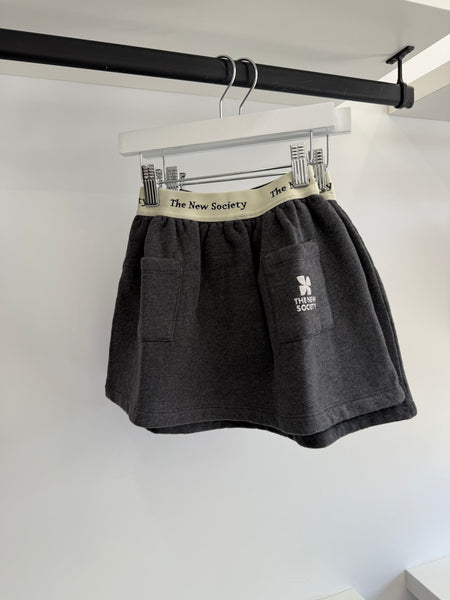 The New Society Galactic Grey Melange Special Logo Skirt