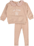 Lil Legs Bud Pink Varsity Crest Girls Sweatshirt Set