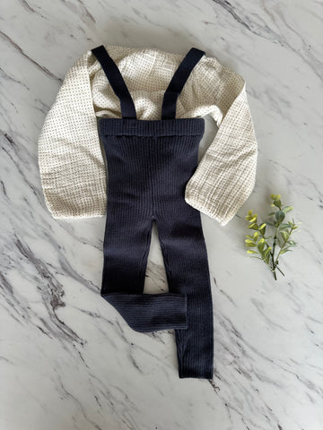 Lil Legs Off Navy Knit Legging Set