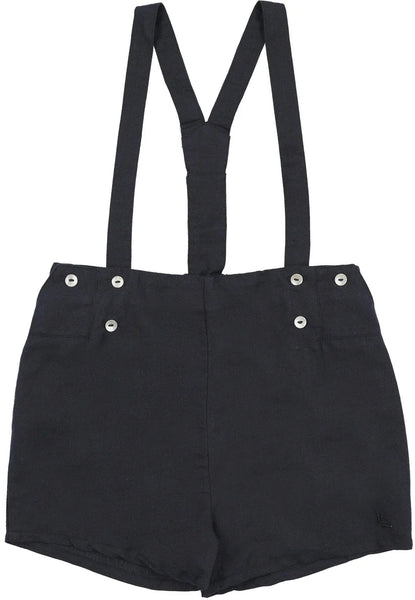 Lil Legs Analogie Navy Linen Suspender Shorts SSHOR-NAVY