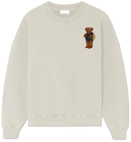 Lil Legs Ivory Embroidered Bear Boys Sweatshirt