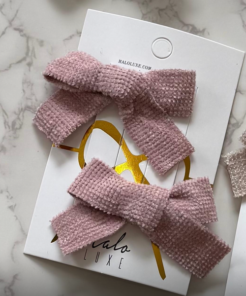 Halo Luxe Dusty Pink Abigail Luxe Corduroy Double Clip Set