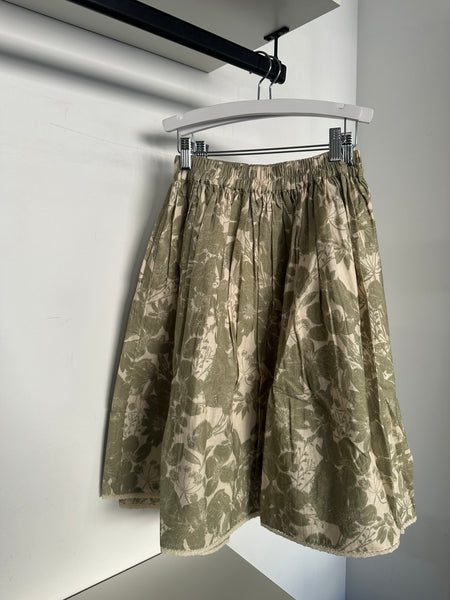 Atelier Parsmei Green Warhol Ayah Gathered Over the Knee Skirt