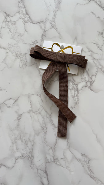 Halo Luxe Brown Abigail Luxe Corduroy Longtail Clip