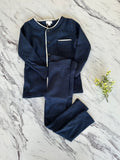 Lil Legs Navy Ribbed Lounge Set