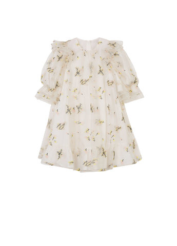 JNBY Off White Tulle Printed Dress