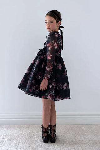 Petite Amalie Black Floral Organza Dress