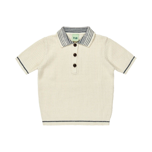 FUB Ecru Structured Knit Polo