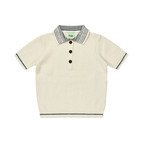 FUB Ecru Structured Knit Polo