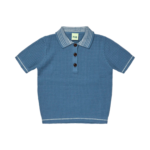 FUB Washed Indigo Structured Knit Polo