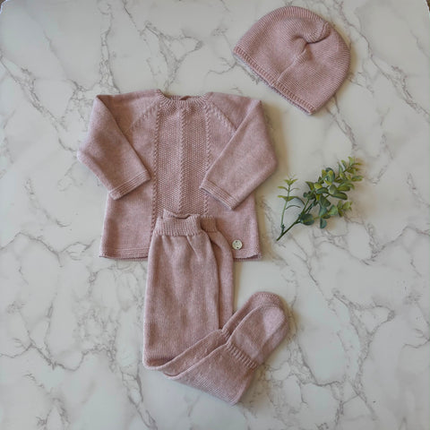 Paz Rodriguez Powder Pink Knit Sweater + Legging Set